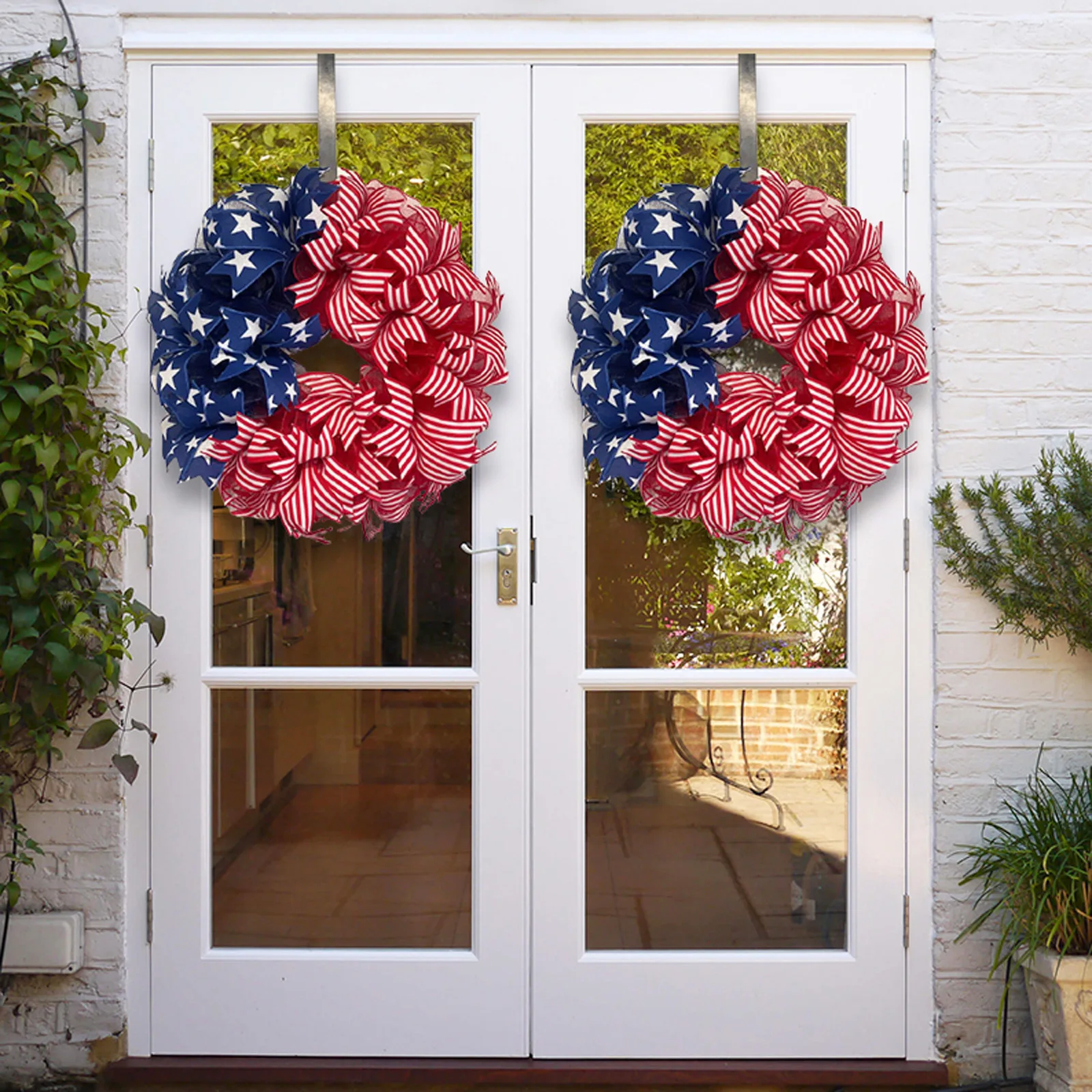 

2023 New Stars and Stripes Wreath Patriotic Decoration for Independence Day Memorial Day 4th of July Wreath
