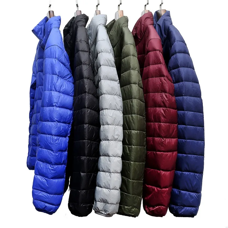 Brand Autumn Winter Light Down Jacket Men Fashion Simple Style Hooded Short Large Ultra-thin Lightweight Youth Slim Coat Down