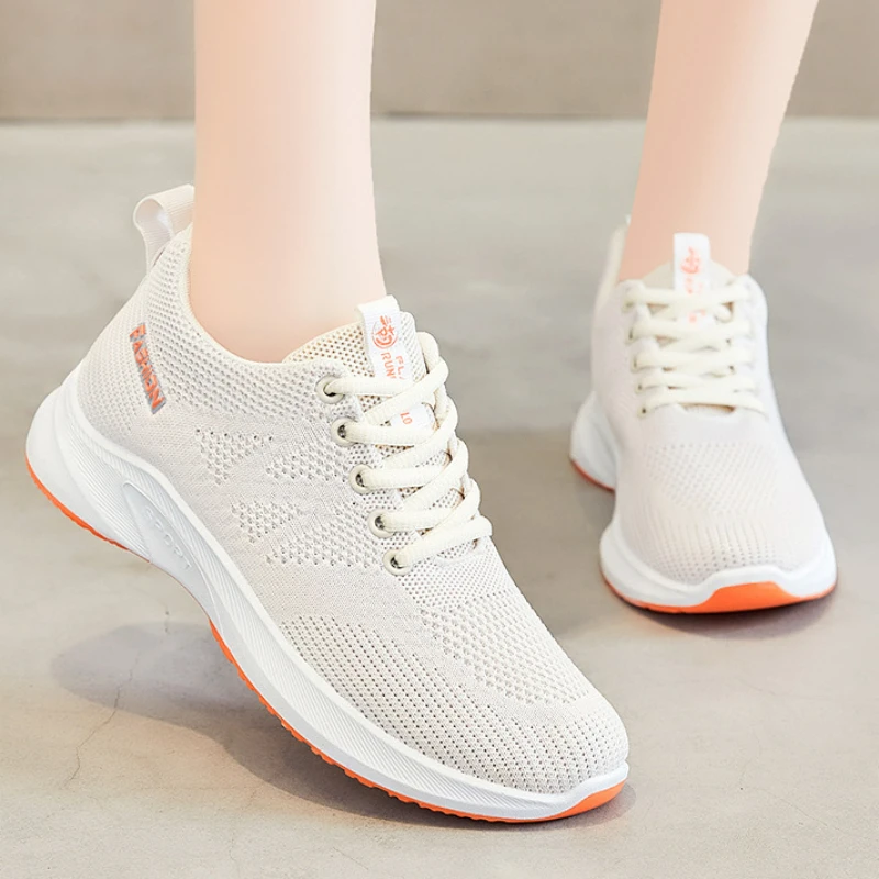 

Shoes Women's 2022 Summer Breathable Flying Woven Mesh Running Shoes Soft Bottom Sneakers Walking Sneakers Tennis Ladies Shoes