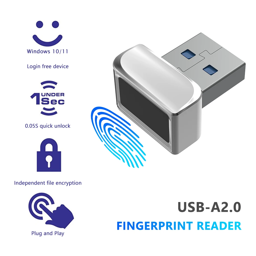 

USB Fingerprint Reader Module for Windows 7 8 10 11 Hello Biometric Scanner Padlock Laptop PC Password-Free Login/Sign-in Unlock