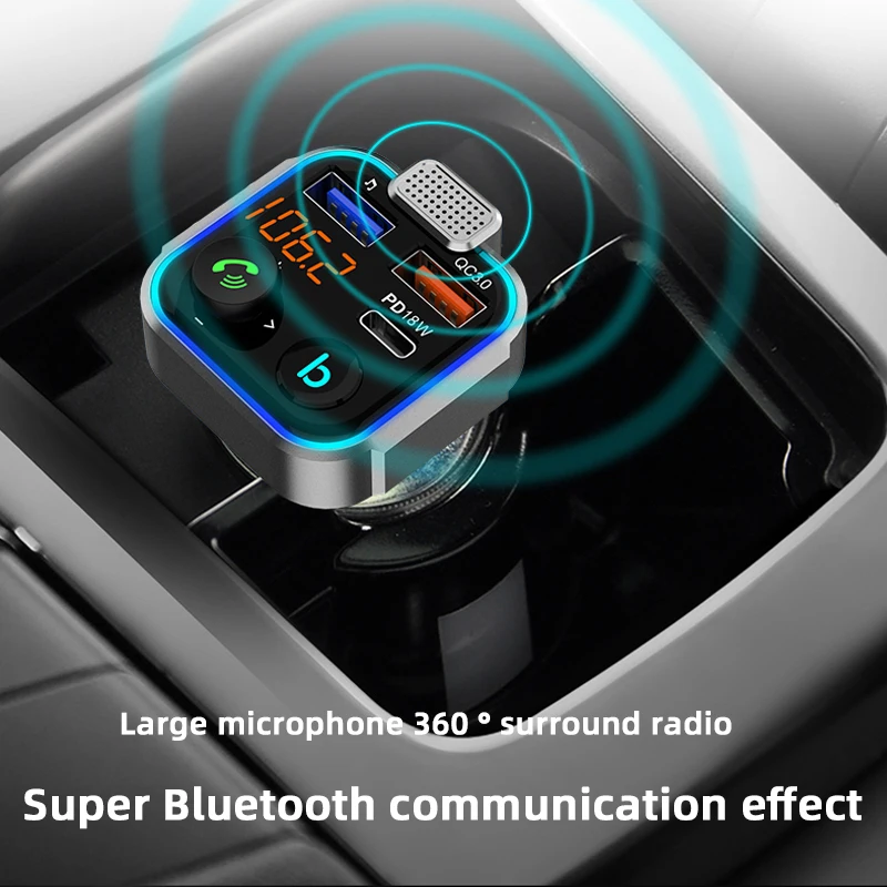 Фото FM-трансмиттер автомобильный с поддержкой Bluetooth, 18 Вт, USB №3