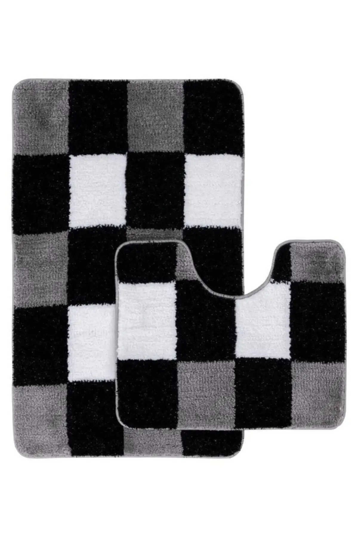 Online Modello Quadrato Bianco Nero Galenka Ultra Lux Luminoso Morbido Antiscivolo Fondo Swis 2li Set Tappetino Da Bagno Set 60x100
