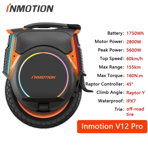 Моноцикл INMOTION V12 Pro, 2800 Вт, аккумулятор 100,8 в, Вт/ч