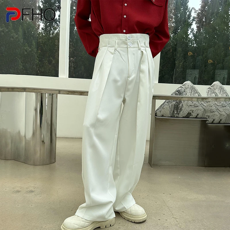 

PFHQ Trendy High Quality Niche Design Men's Casual Loose Suit Pants Elegant Straight Tube Baggy Stylish 2023 Trousers Original