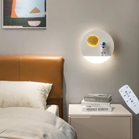 wall mounted led wall light nordic modern home wall lamp for baby childs room moon astronaut bedroom bedside lamp for stair