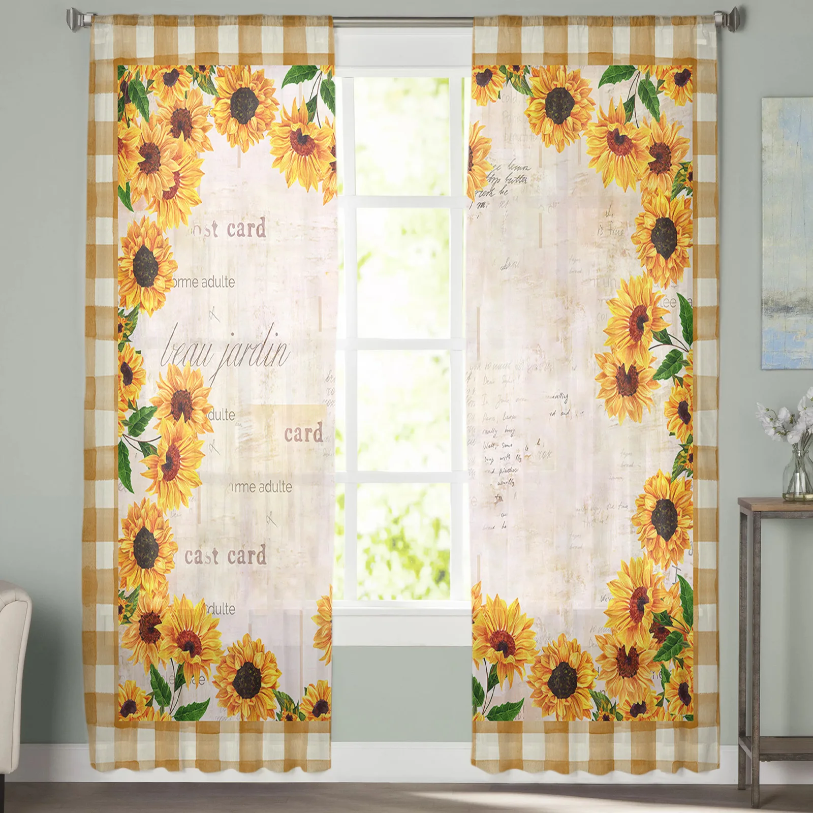 

Декоративные тюлевые занавески в деревенском стиле для гостиной, летние цветы, ромашки