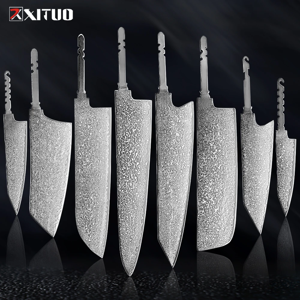 

Damascus Steel Knife Blank Handmade DIY Multiple knife types Heat treated high hardness Sharp Blade Simple Kitchen Knife Making