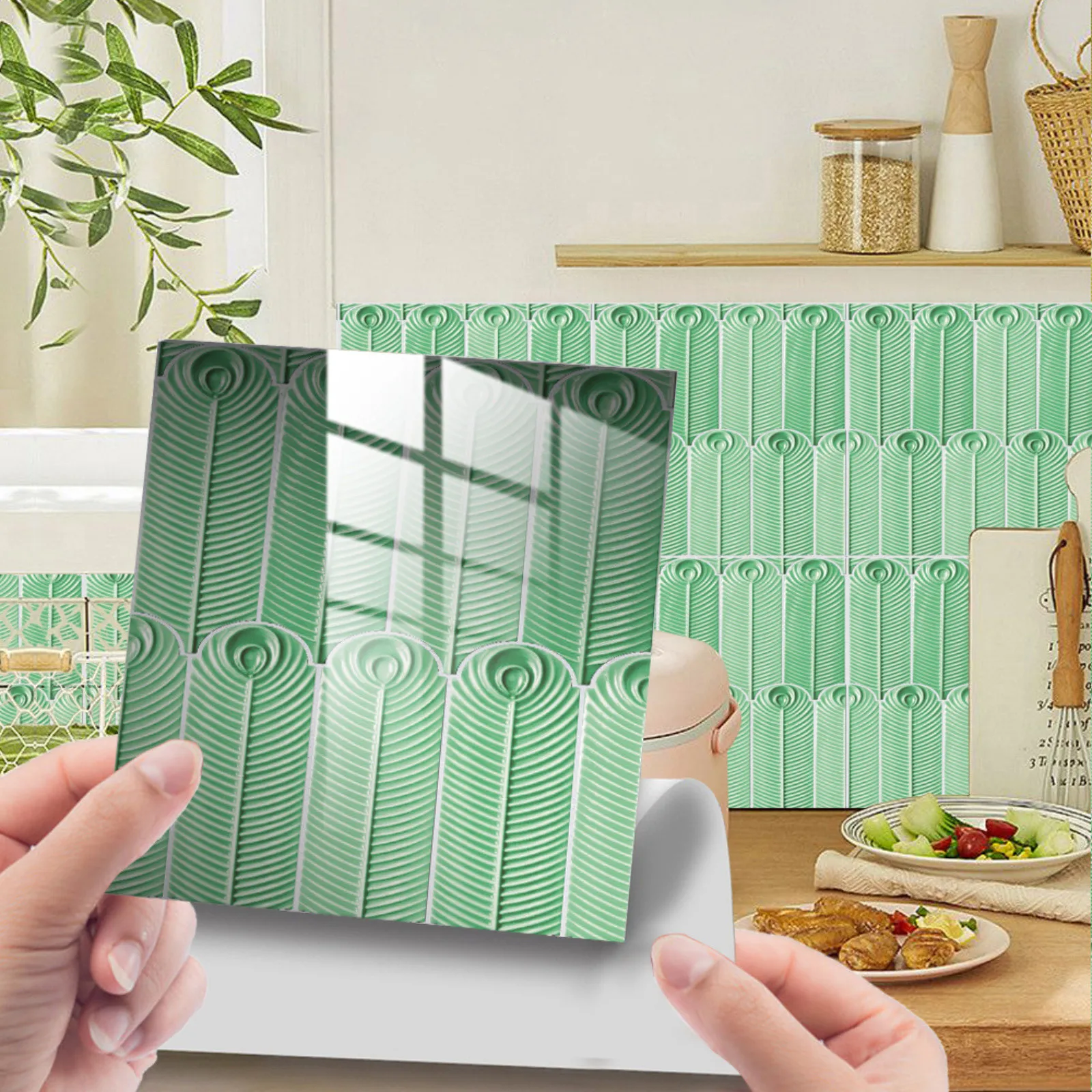 

10pcs 10x10cm Self Adhesive Tile 3D Sticker for Kitchen Bathroom Wall Sticker Waterproof Oilproof Modern Kitchen Stickers