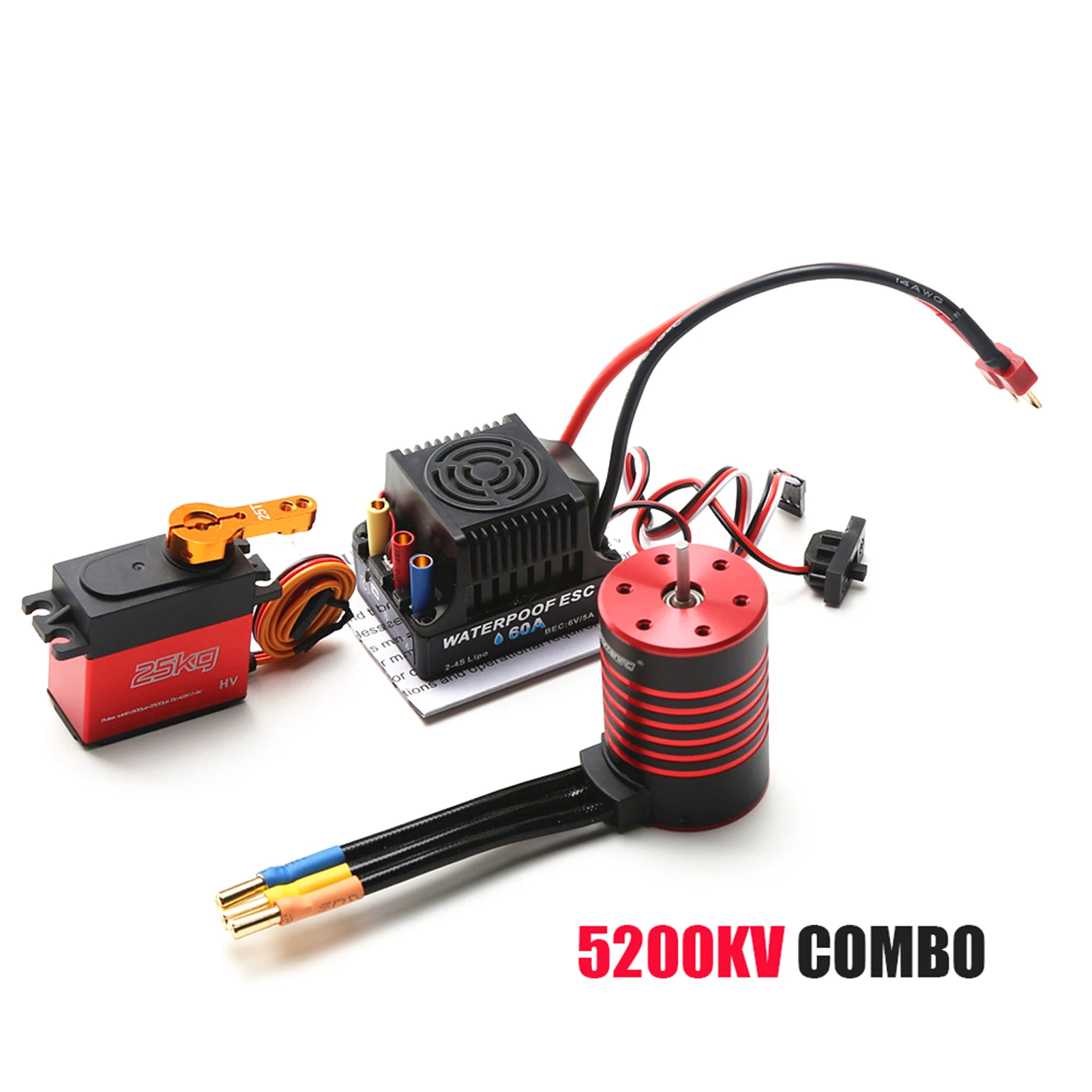 

GTSKYTENRC Brushless Motor 3650 2300/3100/3600/4500/5200KV Waterproof Motor 60A ESC T Plug 25KG Servo for 1/10 RC Car Truck