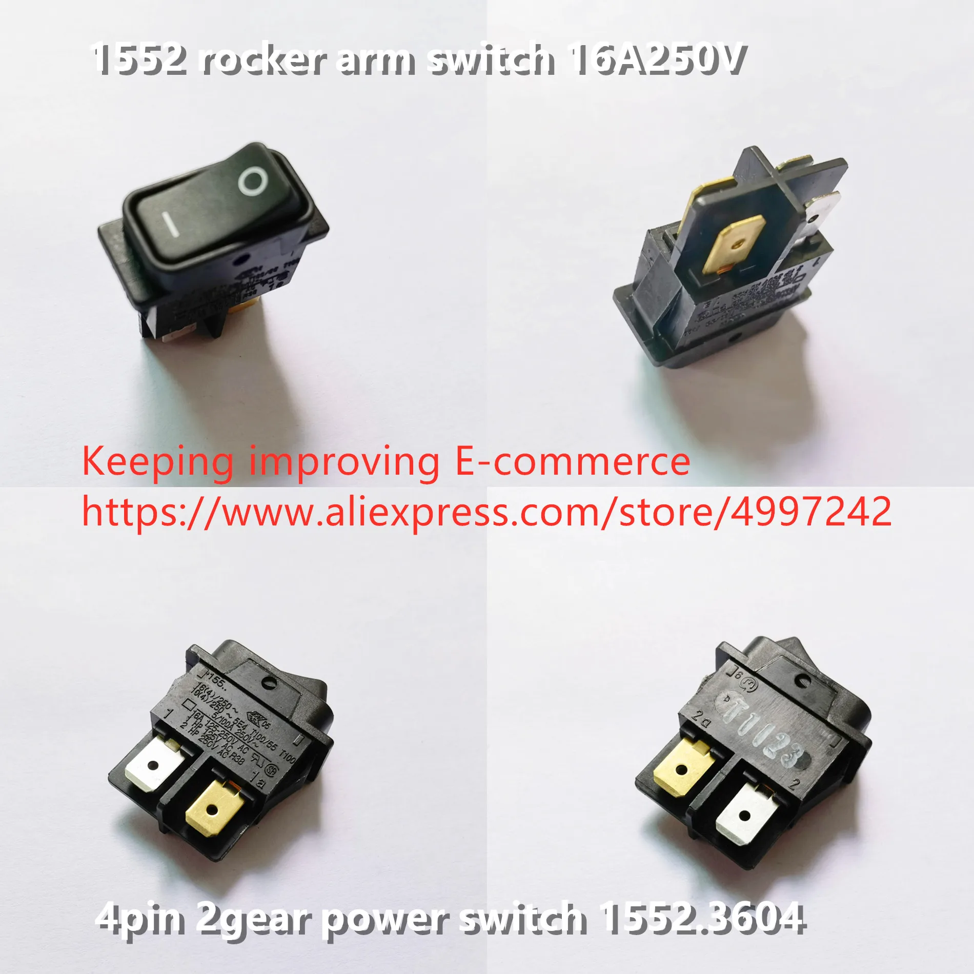 

Original new 100% Germany import 1552 rocker arm switch 16A250V 4pin 2gear power switch 1552.3604