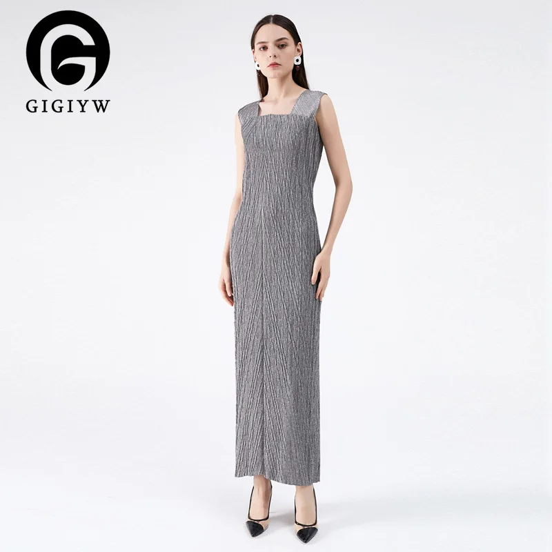 

Женское плиссированное платье GIGIYW, из двух частей, с высокой талией, на шнуровке, элегантная длина щиколотки, для банкета, для лета, 2023
