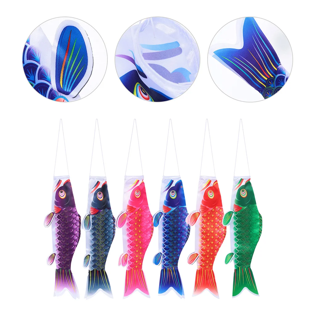 

6 Pcs Flags Decorative Garden Outdoor Windsock Carp Hanging Windsocks Japanese Pendant