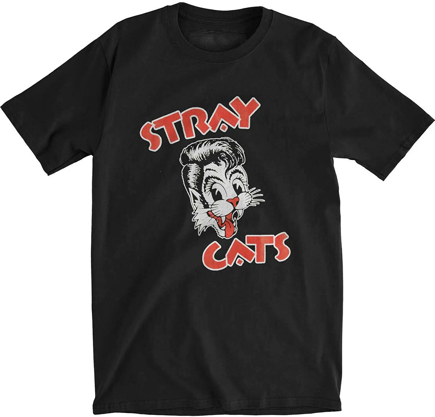

Vintage Stray Cats Men's Cat Head Logo Cotton T-Shirt Tee Shirts