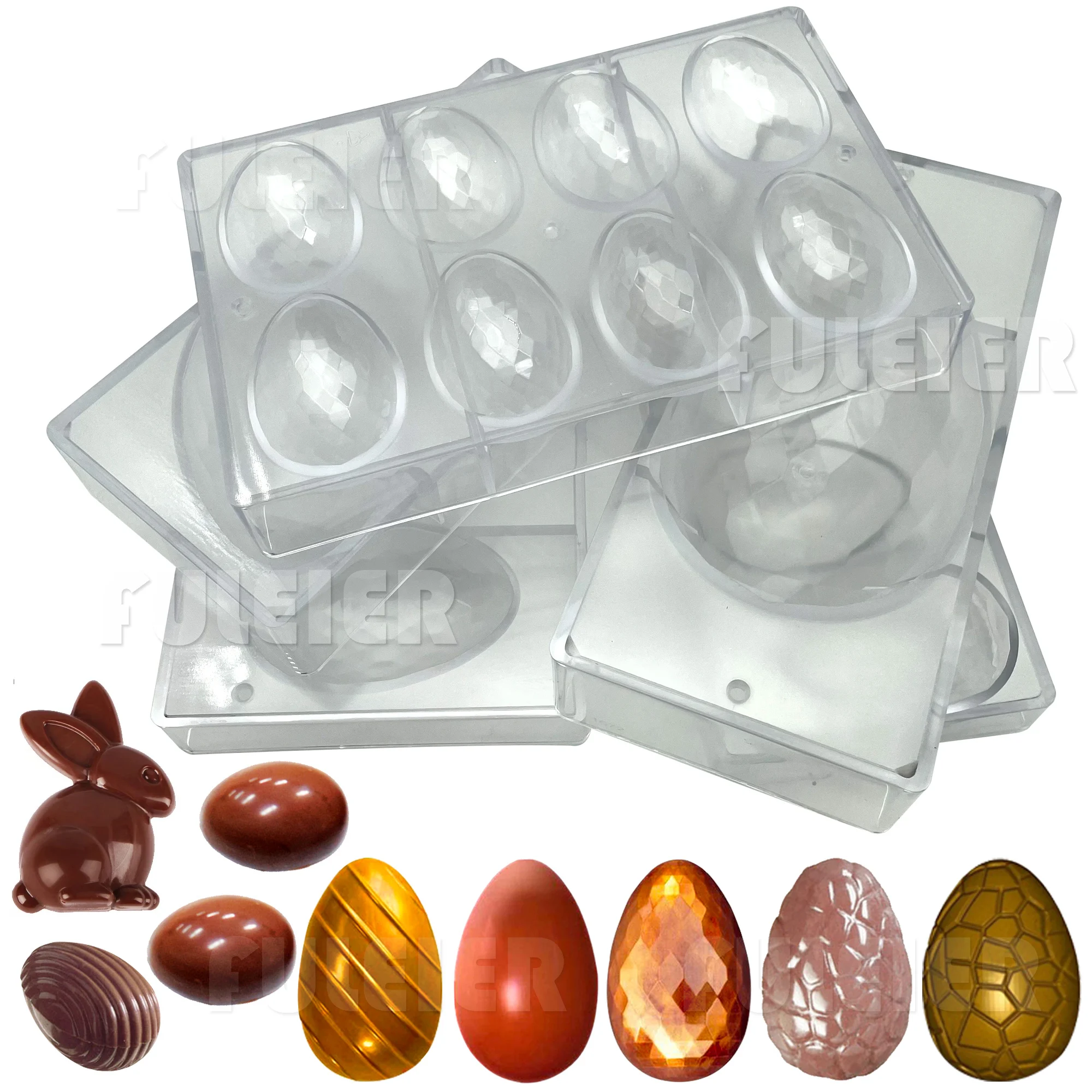 DIY Rabbit Easter Egg Chocolate Mold Polycarbonate Chocolate Mold Confectionery Tools Cake Decoration Baking Pastry Candy Mould