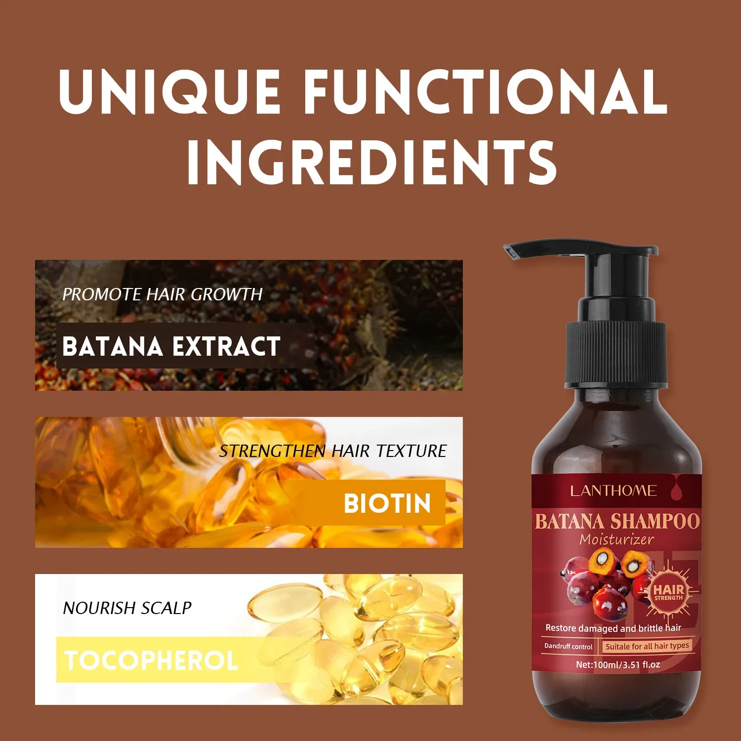 Шампунь Batana для ухода за волосами увлажняющий шампунь кожи головы