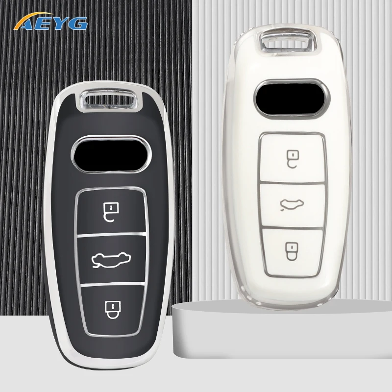 

Fashion TPU Car Remote Key Case Cover Shell Fob For Audi A6 A7 A8 E-tron Q5 Q7 Q8 C8 D5 Keyless Holder Bag Protector Accessories