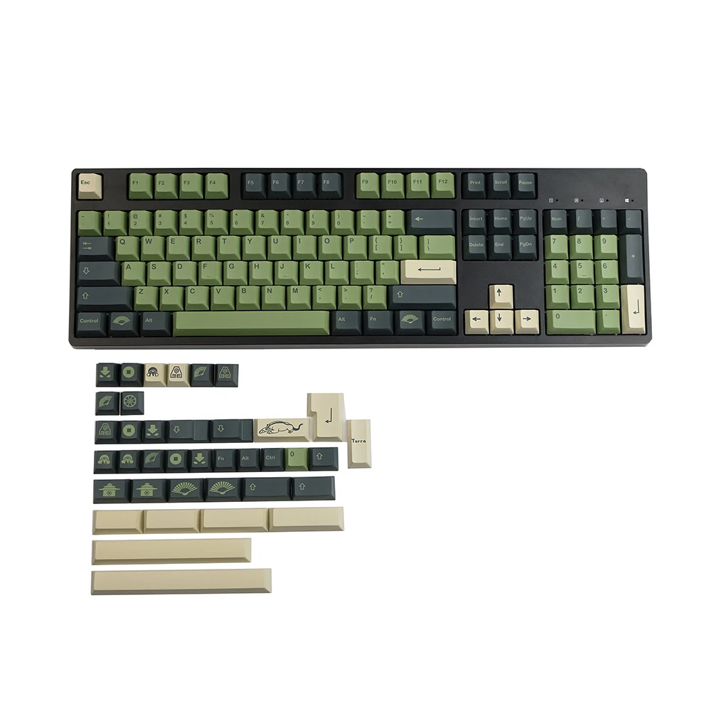 

Колпачки для клавиш PBT GMK, термосублимационные колпачки для механической игровой клавиатуры с профилем Терра-зеленой вишни, колпачки для клавиш с двойным выстрелом, 1 комплект