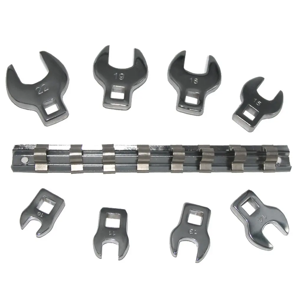 

3/8 Inch Drive Crowfoot Wrench Set 10 to 22mm Metric/SAE Imperial Chrome Plated Crow Foot Open End Spanner Brake Wrenches