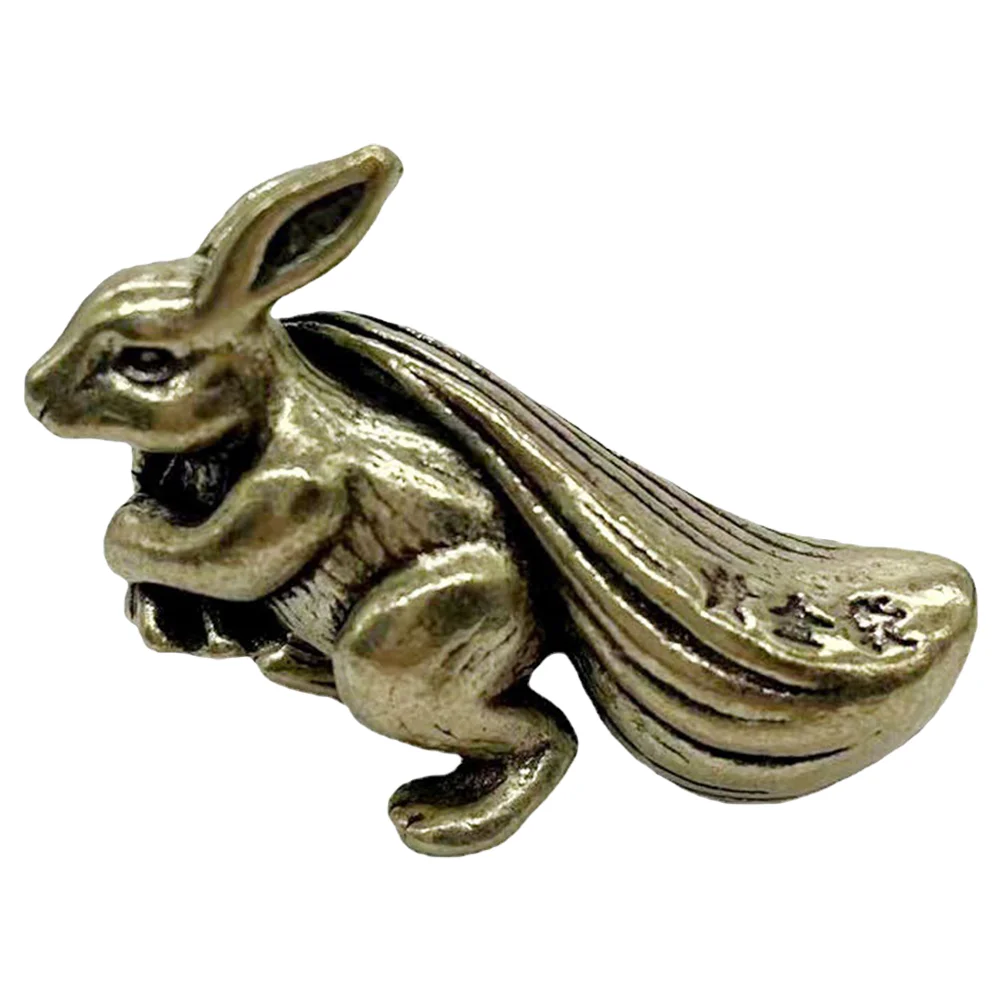 

Home Brass Bunny Figurine Decor Desktop Decoration Brass Rabbit Figurine