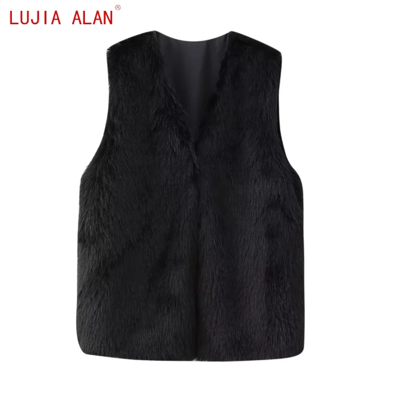 

Женский плюшевый жилет с V-образным вырезом, 3 цвета LUJIA ALAN C1960