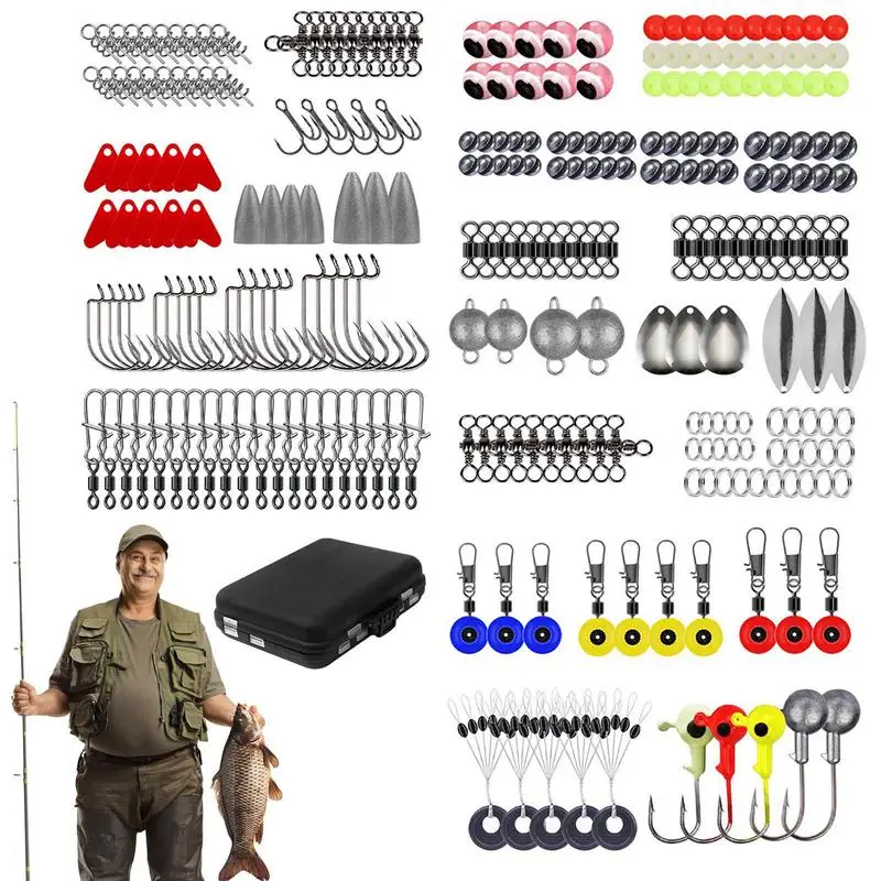 

Fishing Tackle Set 257pcs Bass Fishing Kit Weights Sinkers Beads Hooks Fishing Gear And Equipment For Trout Bass Crappie