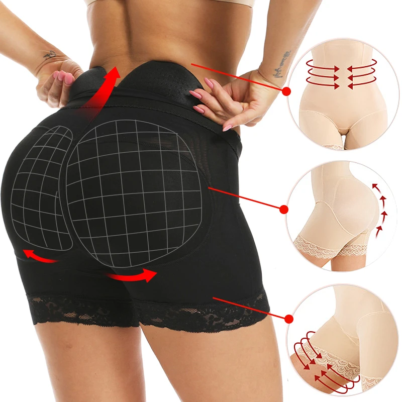 Slimming High Waist Body Shaper Control Panties with Padded Fake Butt Women Sexy Butt Lifter Shaping Hips Enhancer Tummy Control