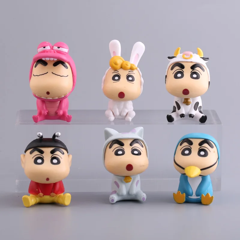 

Crayon Xiaoxin mini doll 6-piece set of kawaii anime hand-made model PVC car cake decoration ornaments children's toy gift
