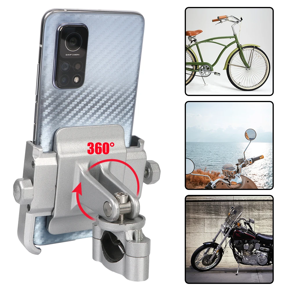 

Stand Mount 360 Degree Rotation Universal Handlebar Phone Holder Aluminum Alloy Motorcycle Bicycle Navigation Stand
