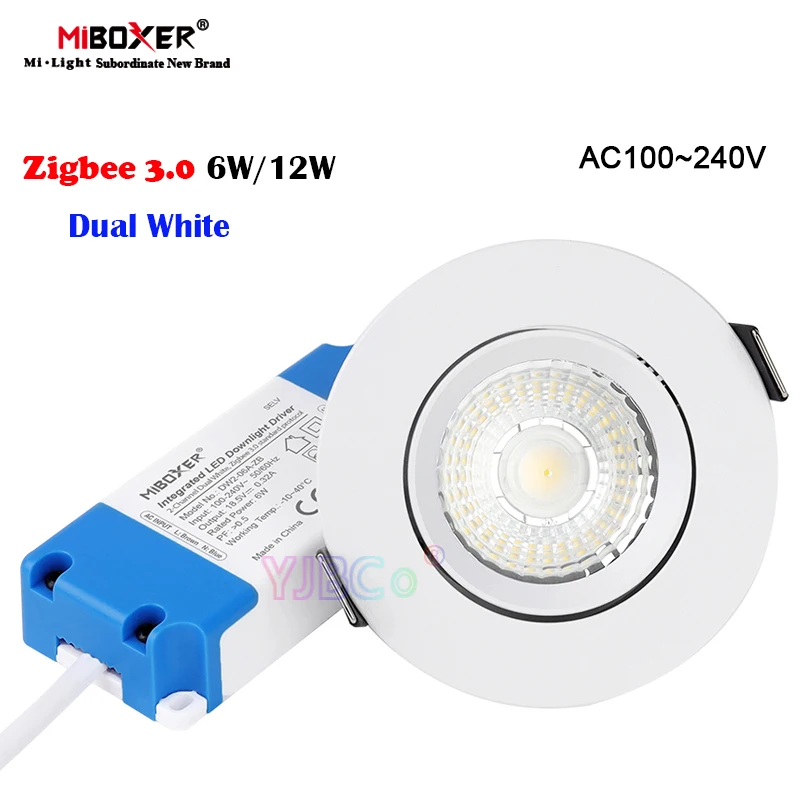 

Miboxer Zigbee 3.0 6W/12W Dual White LED Downlight Round Ceiling Light AC100~240V Panel lamp Zigbee 3.0 Remote/APP/Voice Control