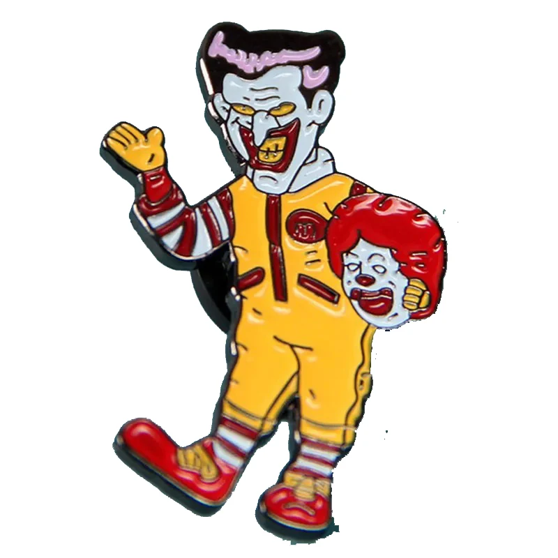 Металлическая брошь с эмалью в виде клоуна из аниме