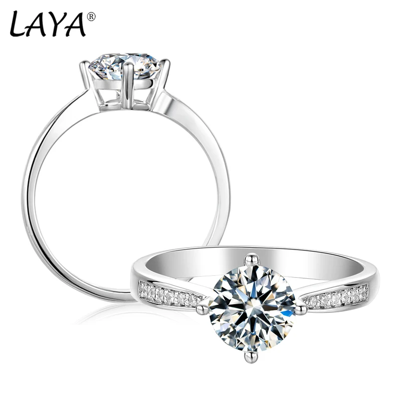 

LAYA 1 карат кремнезема 925 чистое серебряное кольцо обручальное бриллиантовое кольцо высокосортное ювелирное обручальное кольцо