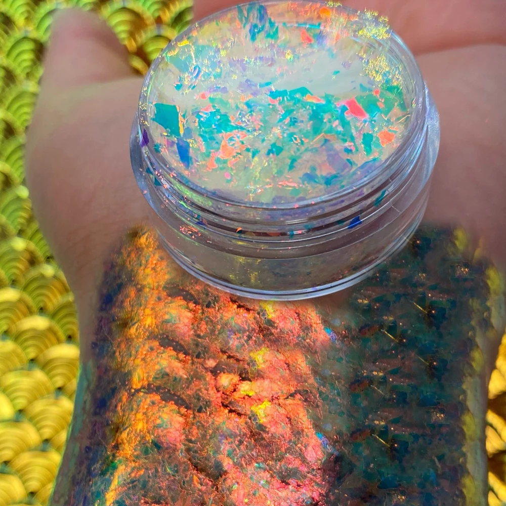 

Magic Starry sky Mirror Effects Holographic Chameleon Transparent Rainbow Nail Art Flake Pigment Powder Nail Art Powder