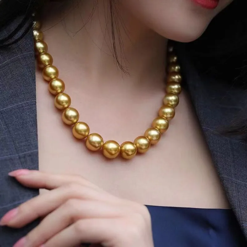 Подвеска из серебра 925 пробы с жемчугом 17 дюймов 12-14 мм