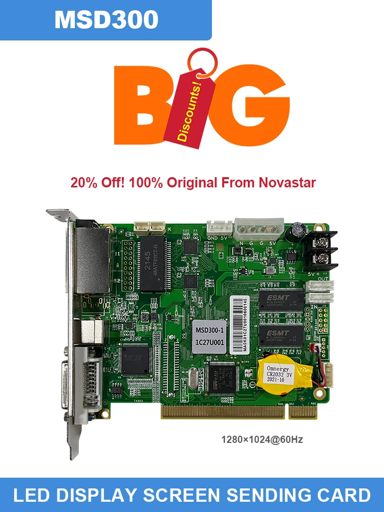 Отправляющая карта Novastar High Refresh MSD300 Светодиодный экран Полноцветная дисплея