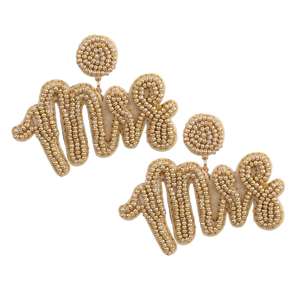 

New Trend Design Beads Letter Geometry Fashion Earrings For Women Temperament Exquisite Sweet Style Unusual Advanced Prefeered
