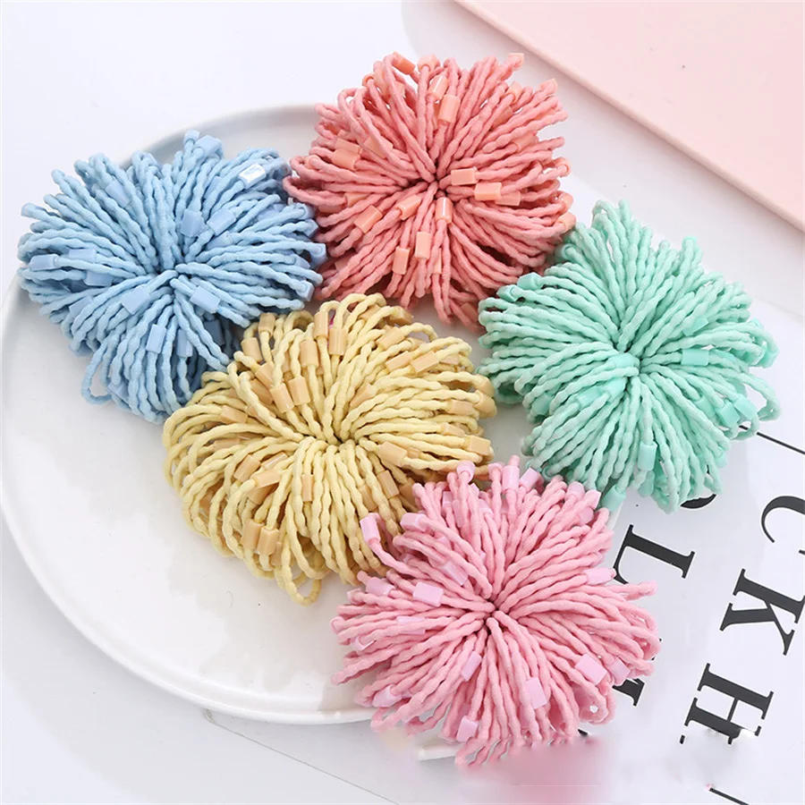 100Pcs/Set Candy Color Kids Elastic Hair Bands Girl Cute Children Pure Color Basic Rubber Rope Baby DIY Accessories Wholesale