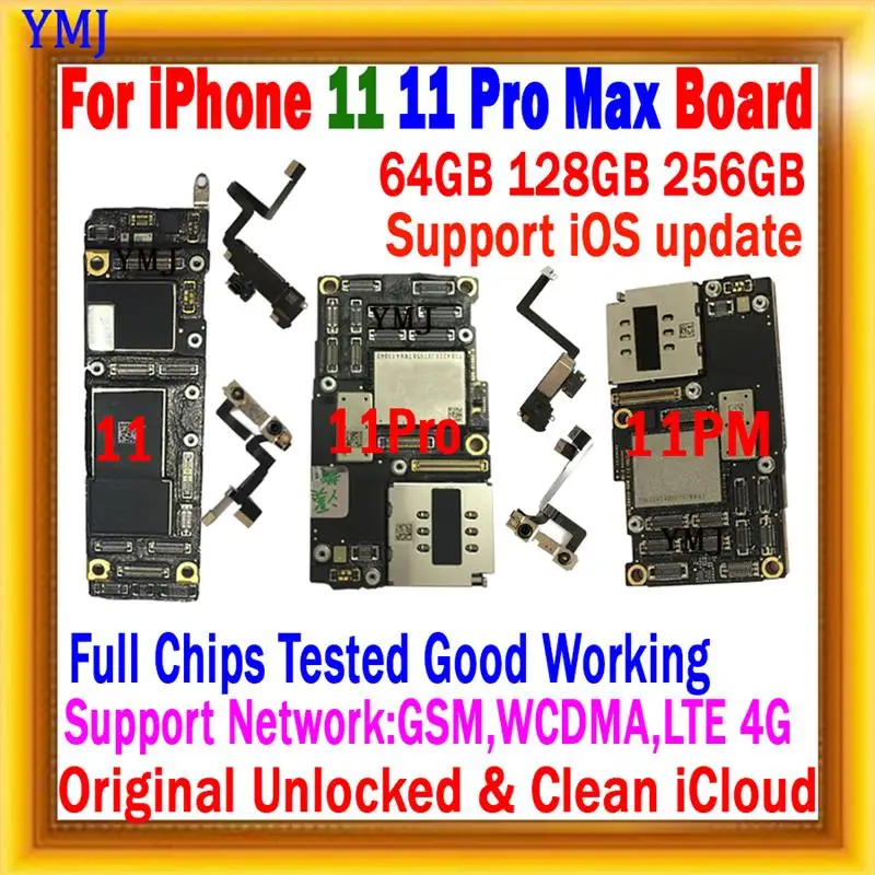 

Материнская плата для iPhone 11 Pro Max 12 Pro Max, поддержка обновления и 4G, материнская плата, бесплатный icloud, 100% протестированный оригинал
