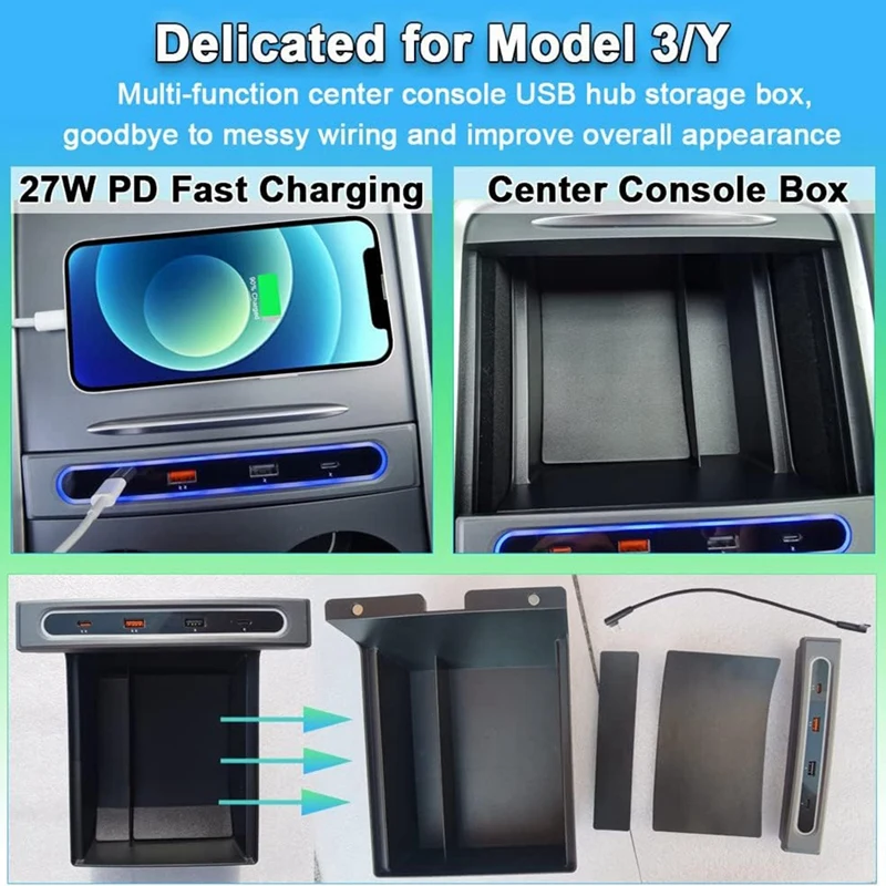 Зарядное устройство USB светодиодный Hub с несколькими портами и центральной