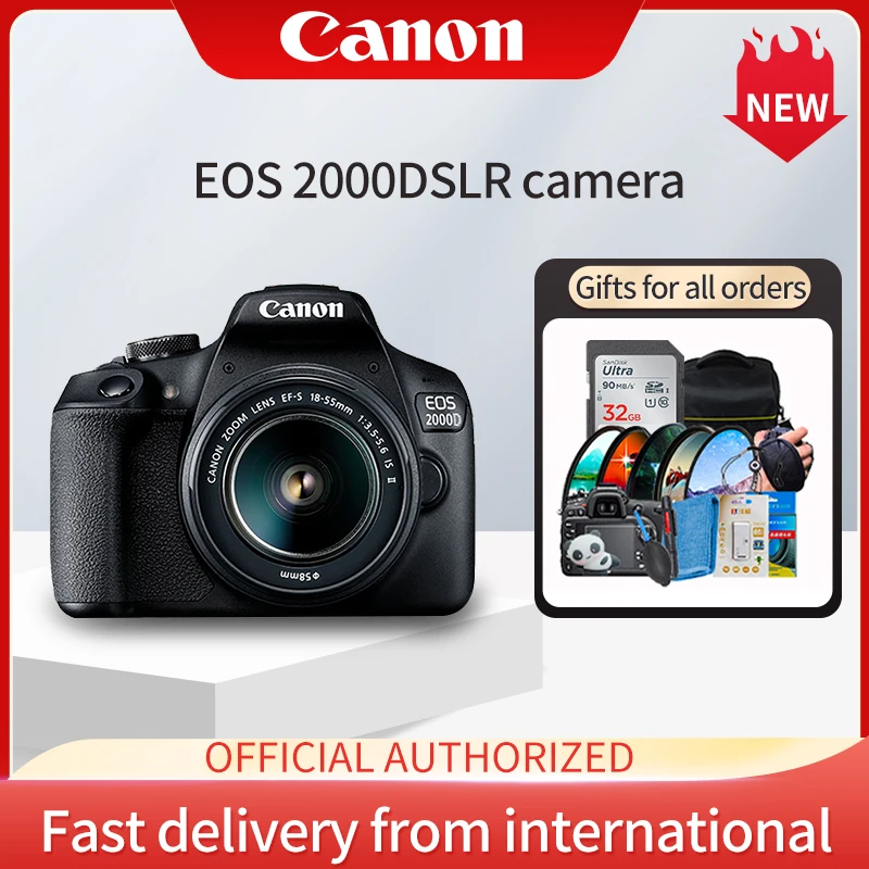 NEW Canon EOS 2000D DSLR Camera with EF-S 18-55mm 1:3.5-5.6 III Lens Kit Original Professional Photography