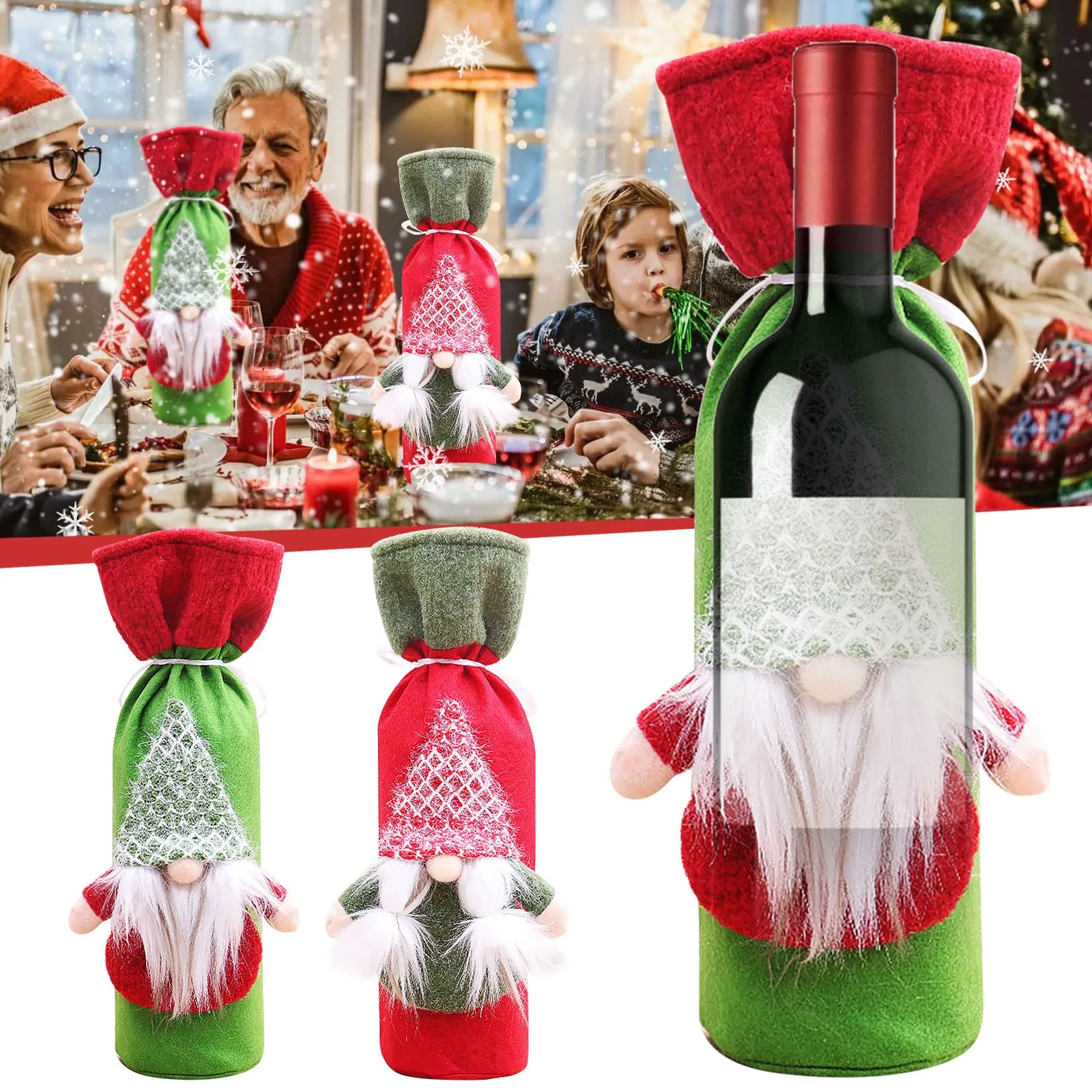 Christmas Red Wine Set Wine Bottle Set Faceless Old Man Hotel Home Table Decoration Supplies Heart Champagne Glasses