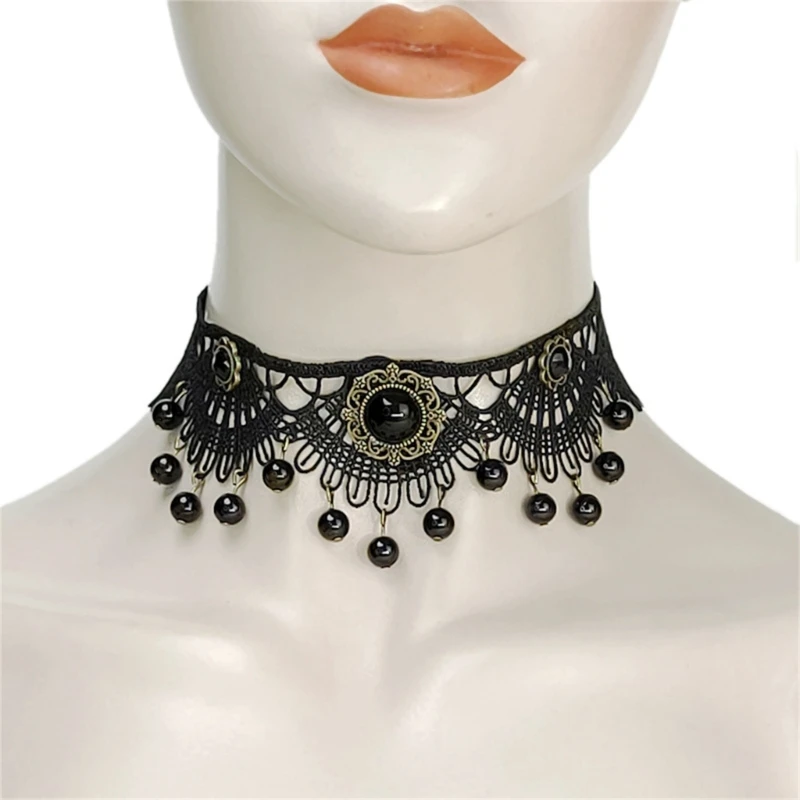 

Flower Lace Choker Necklace Black Hollow Lace Necklace Adjustable Choker drop shipping