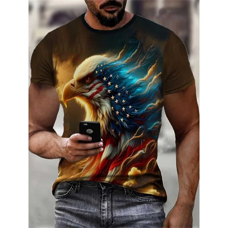 Y2K Eagle 3D-печатная футболка с коротким рукавом большого размера спортивная модная