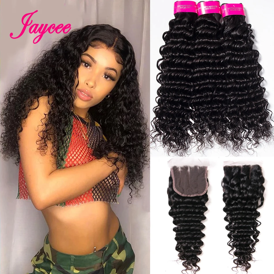 

Malaysian Deep Wave Bundles With Closure Virgin Human Hair 3 and 4 Bundles With Lace Closure Unprocessed Human Hair Extensions