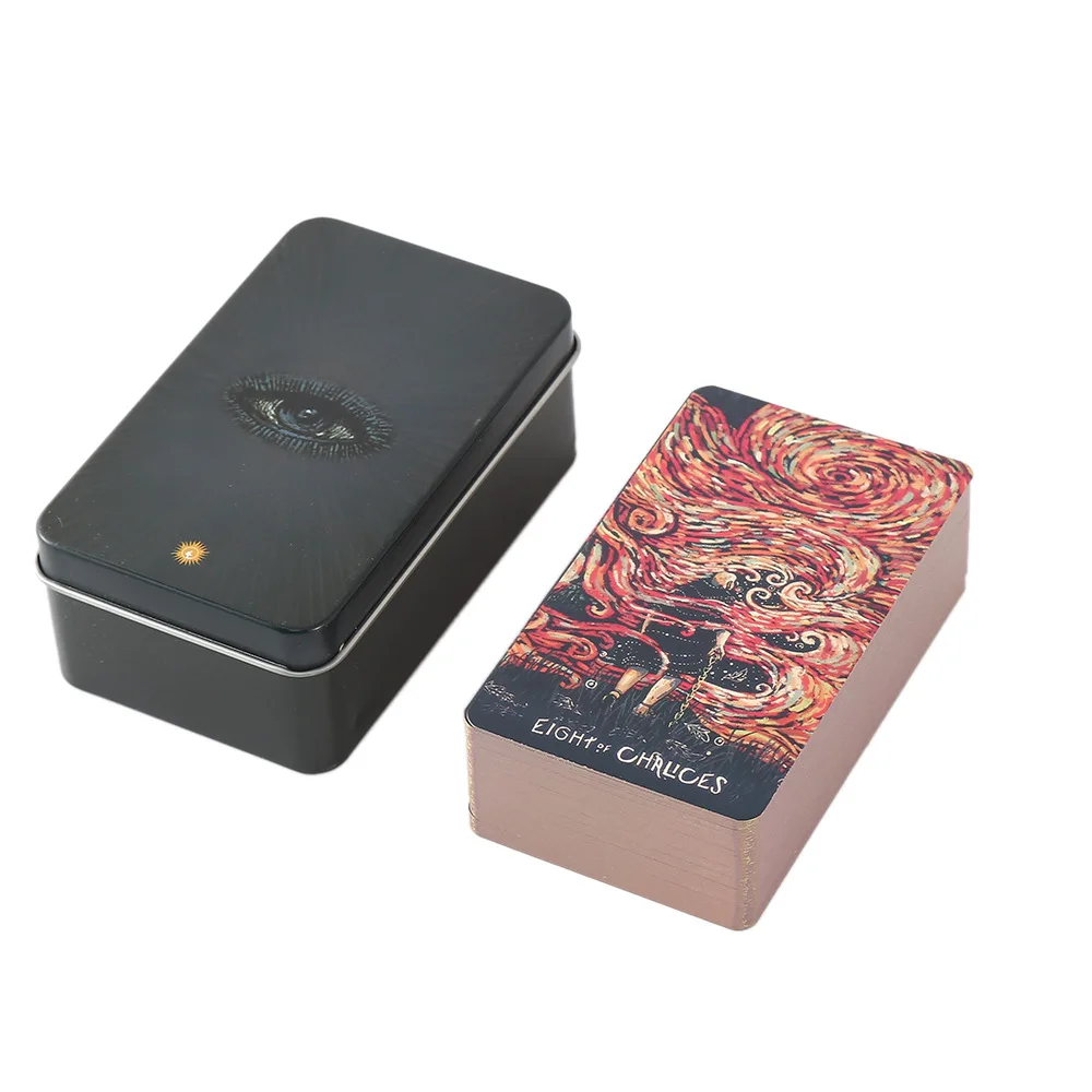 

Примма Таро карты в жестяной металлической коробке 78 карт Позолоченный край Руководство для гадания Таро колода развлечения игра настольная игра