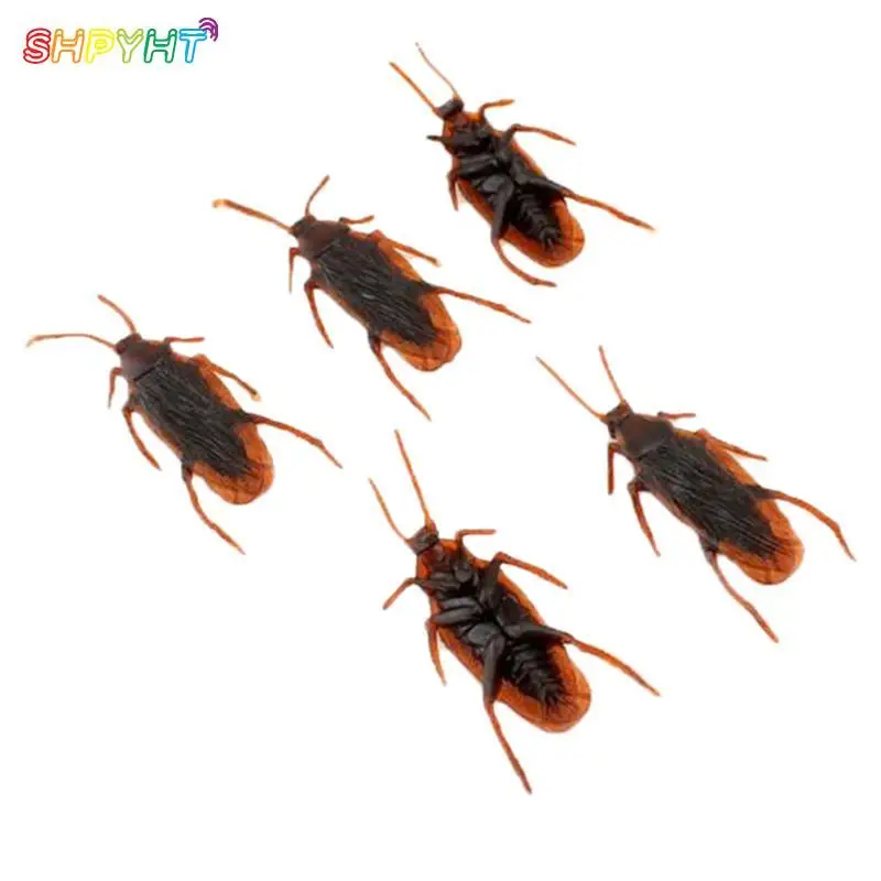 

10pcs/lot Prank Funny Trick Joke Toys Cock Roach Special Lifelike Model Simulation Fake Rubber Cockroach Bug Roaches Toy 2021NEW