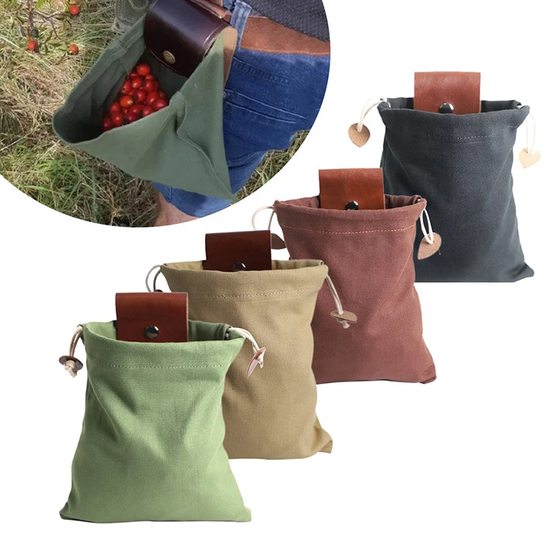 

1 Pack Portable Outdoor Foraging Bags Fruit Picking Bags Collapsible Berry Bag Storage Leather