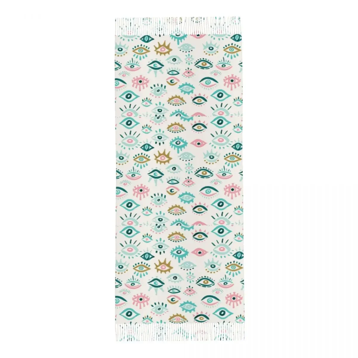 Женский шарф с кисточками мистические глаза Nazar Boncugu длинная зимне-осенняя шаль