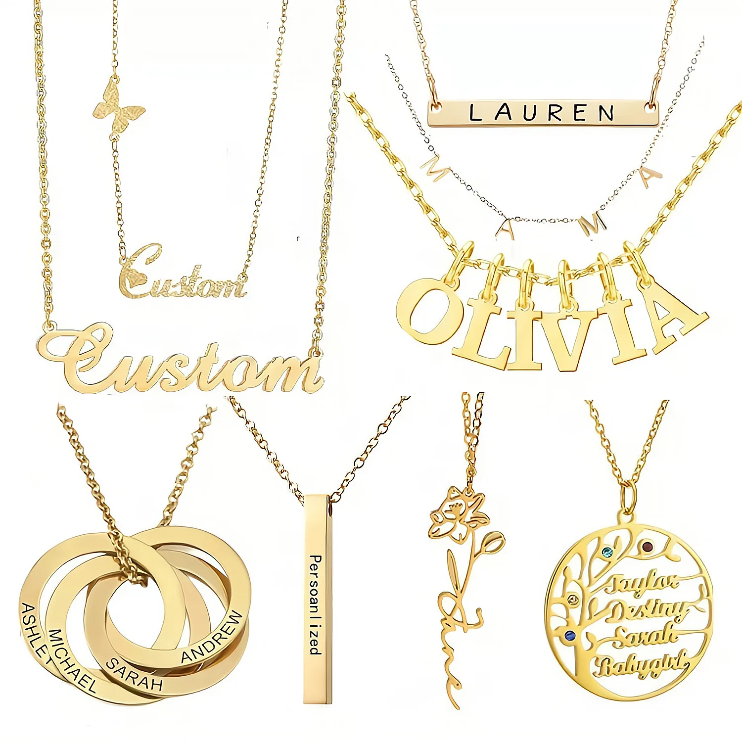 

Customised Jewelry Personalized Made Drawing 18k Gold Plate Nameplate Necklace Custom Stainless Steel Personalised Name Necklace