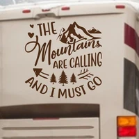 the mountains are calling vinyl decals car window decor sticker mountains trees forest camping removable modern murals aa75