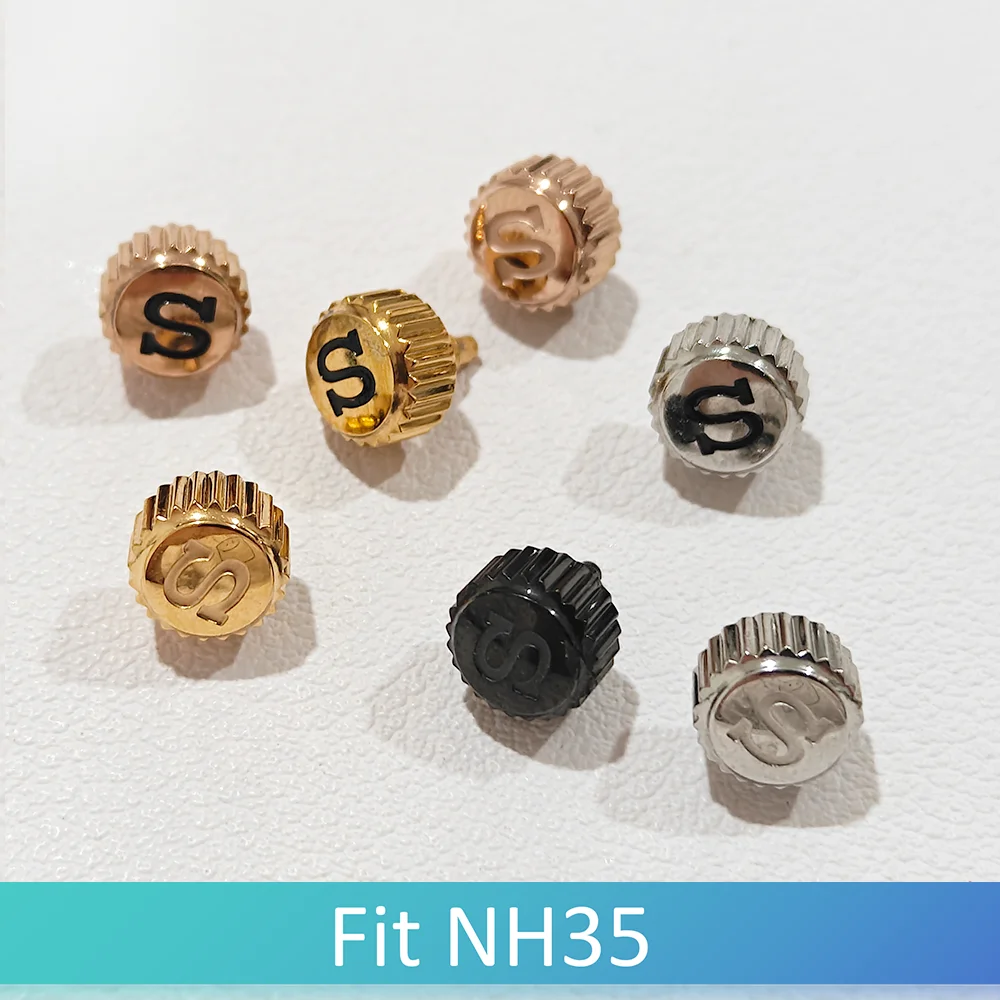 Корона для часов с логотипом S 7 мм для механизмов NH35 4R35 4R36, подходит для модифицированных часов SKX-007009, ввинчивающиеся заводной головки, запасные части (art.: 3920cfa92cdf3) - 3920cfa92cdf3